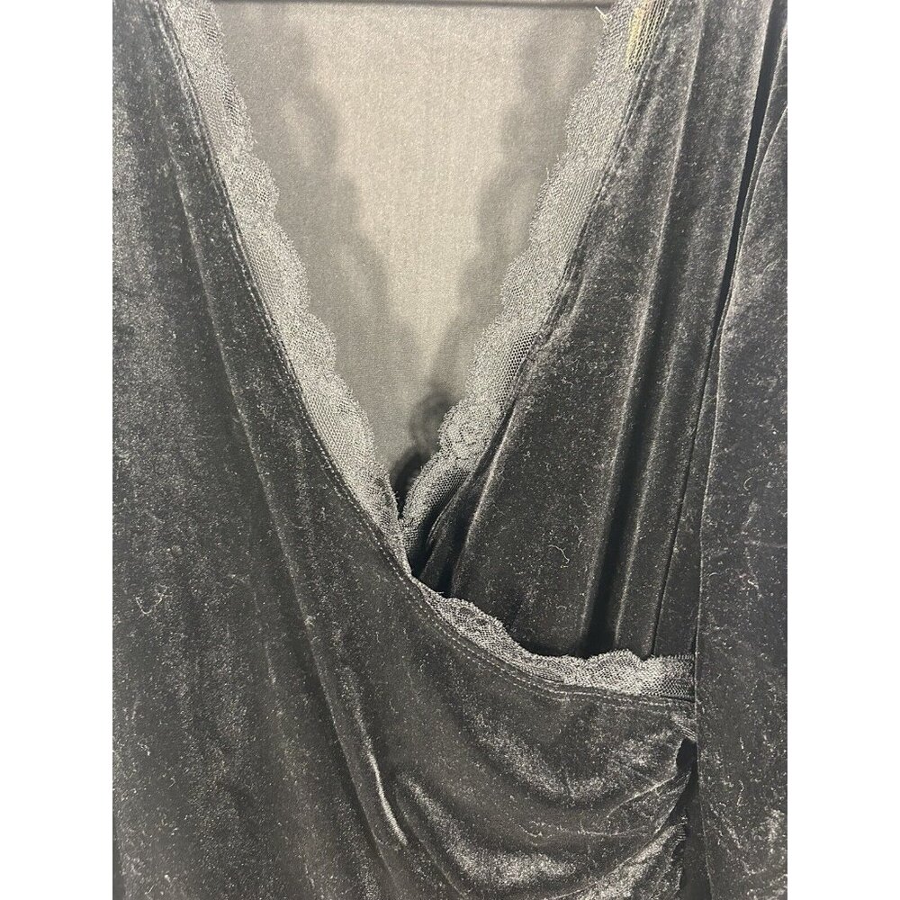 Vintage goth dress 90’s Black Velvet Romantic Goth With Touches Of Lace Women L - Picture 2 of 11